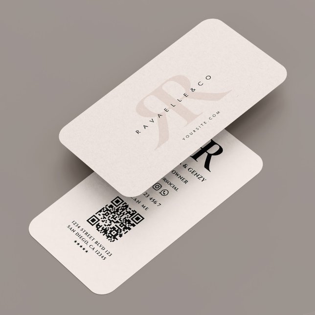 Minimales Monogramm-Logo R Modernes Pastellrosa Visitenkarte (Minimal Monogram Logo R Modern Pastel Pink Business Card
)