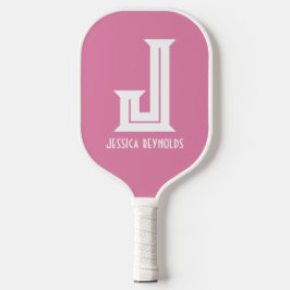 Minimales Monogramm Pink-Paddel-Paddel Pickleball Schläger