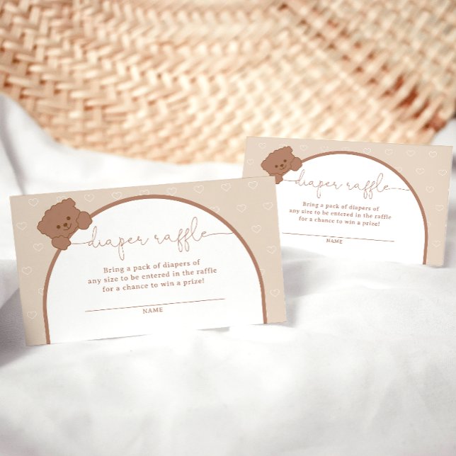 Minimales Niedliches Teddy Bear Baby Diaper Raffle Begleitkarte (Von Creator hochgeladen)