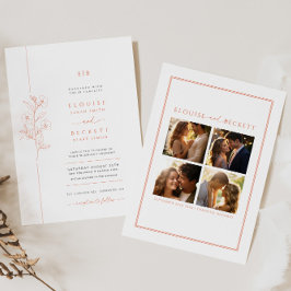 Minimales Orangefarbenes Hochzeitsfest Foto Einladung