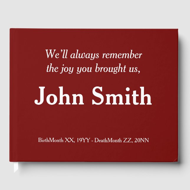 Minimales, respektierbares Beileid Gästebuch (Vorderseite)