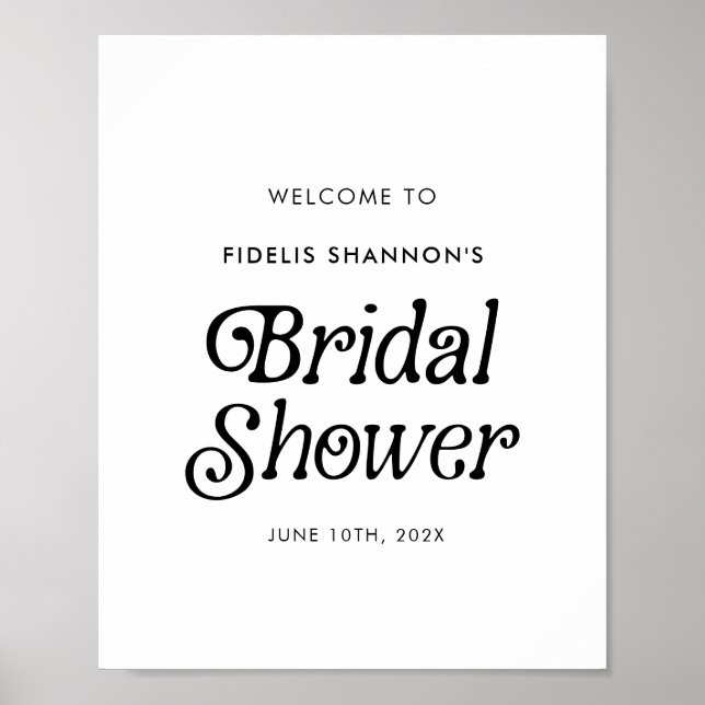 Minimales Retro-Brautparty-Begrüßungszeichen Poster (Vorne)