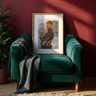 Minimales Retro Wavy Frame Merry Script Foto Poster