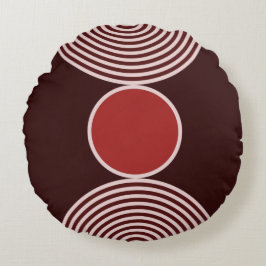 Minimales rotes kreisförmiges Muster Rundpilz Rundes Kissen