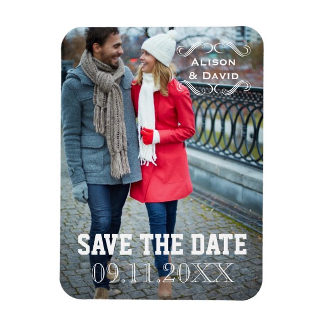 Minimales Save the Date einfaches Hochzeitsfest Fo Magnet (Vertikal)