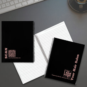 Minimales Schwarz-Rosa-Logo-Stylistin-Motto Notizbuch