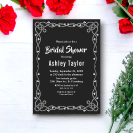 Minimales Schwarz-Weiß-Brautparty Einladung