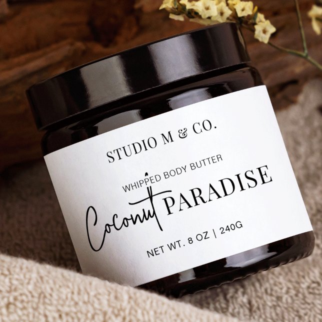 Minimales Schwarz-Weiß-Kosmetikschild Wasserflaschenetikett (Elegant black and white beauty product jar label design)