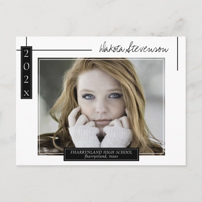 Minimales Schwarz-Weiß-Linien-Abschluss Foto Postkarte (Vorderseite)