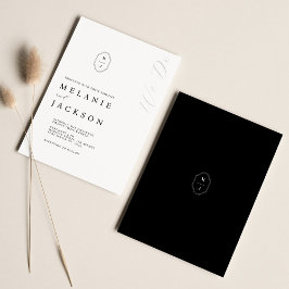 Minimales Schwarz-Weiß-Personalisiertes Monogramm- Einladung