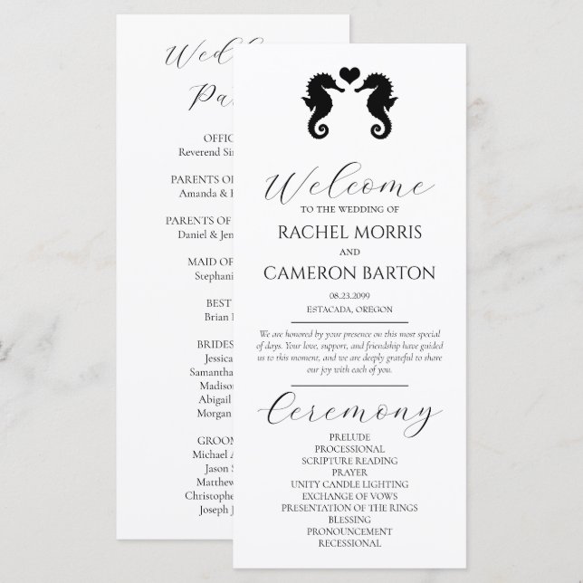 Minimales Schwarz-Weiß-Seepferd-Programm (Vorne/Hinten)