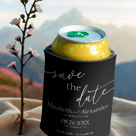 Minimales Schwarz-Weiß-Skript Save the Date Extrav Dosenkühler