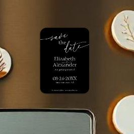 Minimales Schwarz-Weiß-Skript Save the Date Extrav Magnet