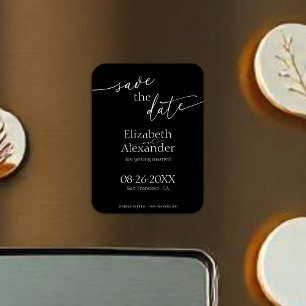 Minimales Schwarz-Weiß-Skript Save the Date Extrav Magnet
