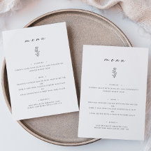Minimales Schwarz-weißes Menü für Hochzeiten