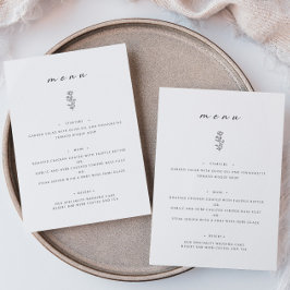 Minimales Schwarz-weißes Menü für Hochzeiten Menükarte