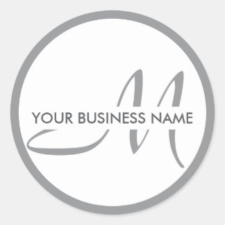 Minimales Schwarz-weißes Monogramm-Logo Runder Aufkleber