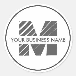 Minimales Schwarz-weißes Monogramm-Logo Runder Aufkleber