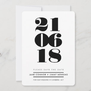 Minimales Schwarzes des MUTIGEN ZAHL-STAPELS Save Save The Date