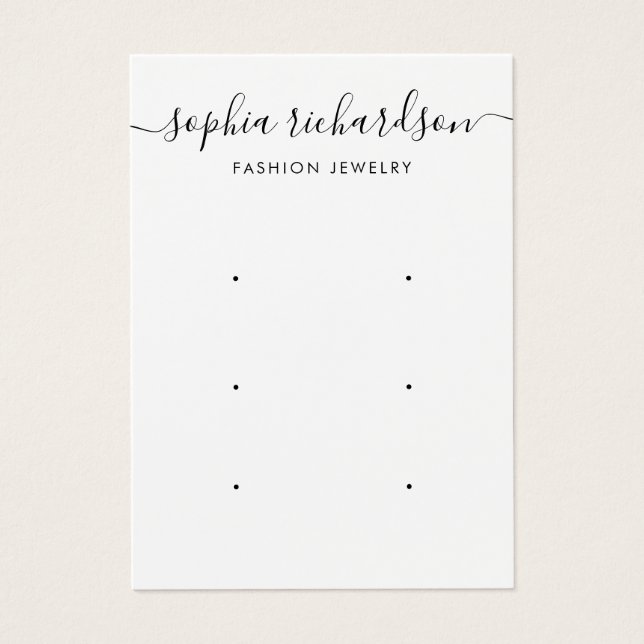 Minimales Script modern 3 Earring Display Karte (Vorderseite)