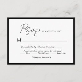 Minimales Skriptmenü Wahl Black Wedding Rsvp Begleitkarte
