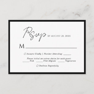 Minimales Skriptmenü Wahl Black Wedding Rsvp Begleitkarte