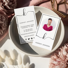 Minimales stylisches Script Monogram Frame Circle  Visitenkarte