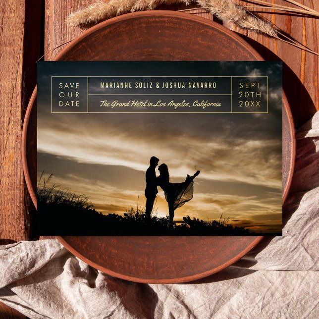 Minimales Titleblock-Foto Save the Date Folieneinladung (Von Creator hochgeladen)