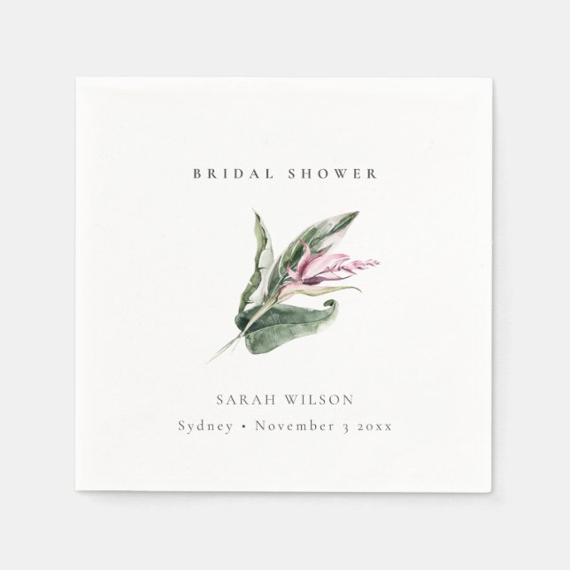 Minimales tropisches Pink-Brautparty Serviette (Vorderseite)