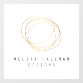 Minimales und modernes Gold Designer Scribble-Logo Fensteraufkleber