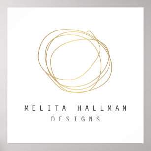 Minimales und modernes Gold Designer Scribble-Logo Poster