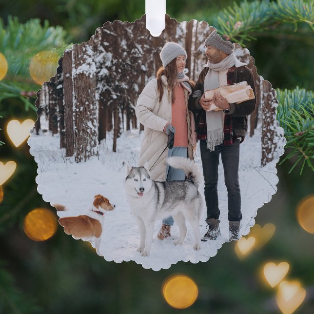 Minimales weihnachtliches skandinavisches Forest G Ornament Karte (Personalized family photo ornament created for elegant, simple, and contemporary holiday greetings)
