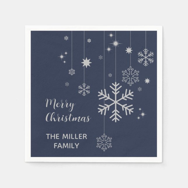 Minimales Weihnachtsdesign mit Schneeflocken Serviette (Vorderseite)