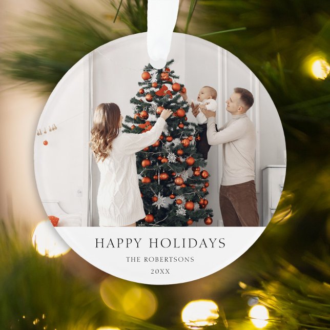 Minimales Weihnachtsfest-Foto | Modernes Familienp Ornament (Von Creator hochgeladen)