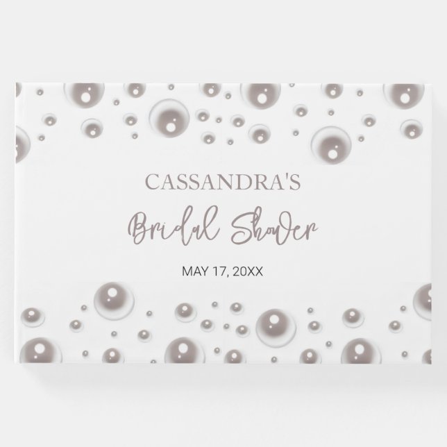 Minimales weißes Pearl-Brautparty Gästebuch (Vorderseite)