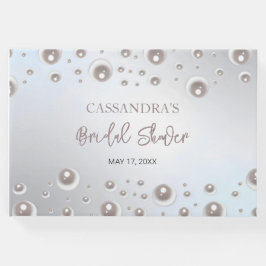 Minimales weißes Perlsilber-Brautparty Gästebuch