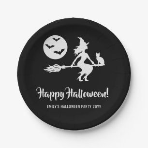 Minimales weißes und schwarzes Halloween-Party Pappteller