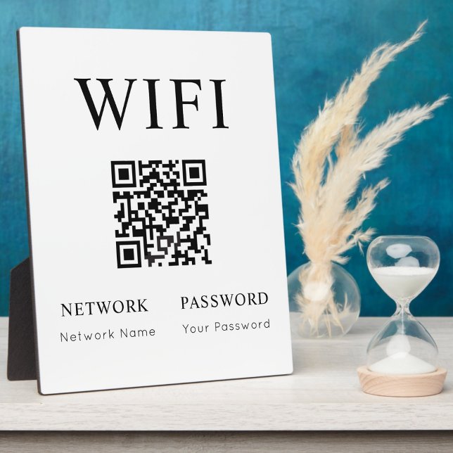 Minimales Wifi-Passwort-Zeichen mit QR-Code Plaque Fotoplatte (Von Creator hochgeladen)