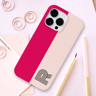 Minimales Zwei-Farb-Block-Rose-Himbeeren-Monogramm Case-Mate iPhone 14 Pro Max Hülle