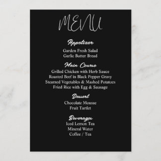 Minimalis Wedding Menu - gedruckt Menükarte