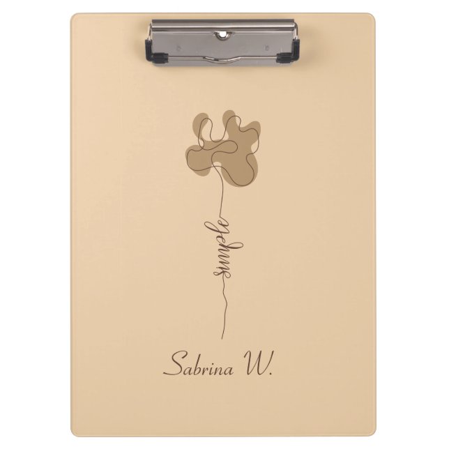 Minimalism Simple Flower Clipboard Klemmbrett (Vorderseite)