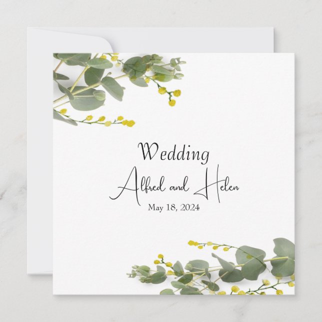 Minimalismo de flores de mimosa einladung (Vorderseite)