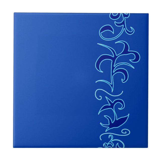 Minimalismus Abstrakt Art Blue Hand Zeichnend Fliese (Vorderseite)