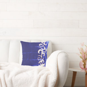 Minimalismus Abstrakt Art Blue White Hand Zeichnen Kissen