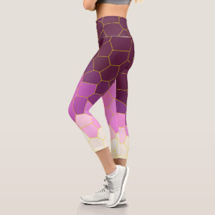 Minimalismus Abstrakt Art Lila Pink White Cells Capri Leggings