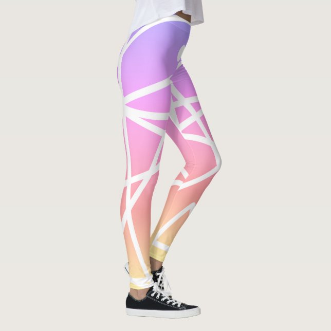 Minimalismus Abstrakt Art Muster rosa Gelb Leggings (Rechts)