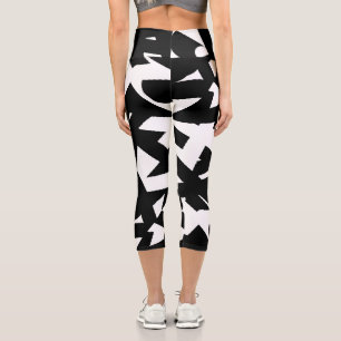 Minimalismus Abstrakt Art Muster Schwarz-weiß Capri Leggings