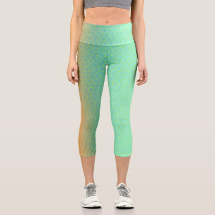 Minimalismus Abstrakt Art Pale Türkis Grün Beige Capri Leggings