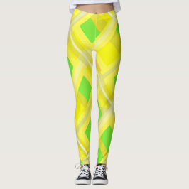 Minimalismus Abstrakt Art Yellow Green Coral Block Leggings