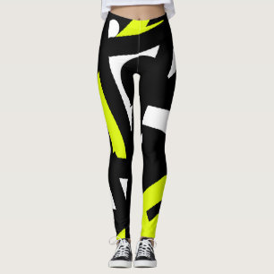 Minimalismus Abstraktes Kunstmuster Schwarz Gelb W Leggings